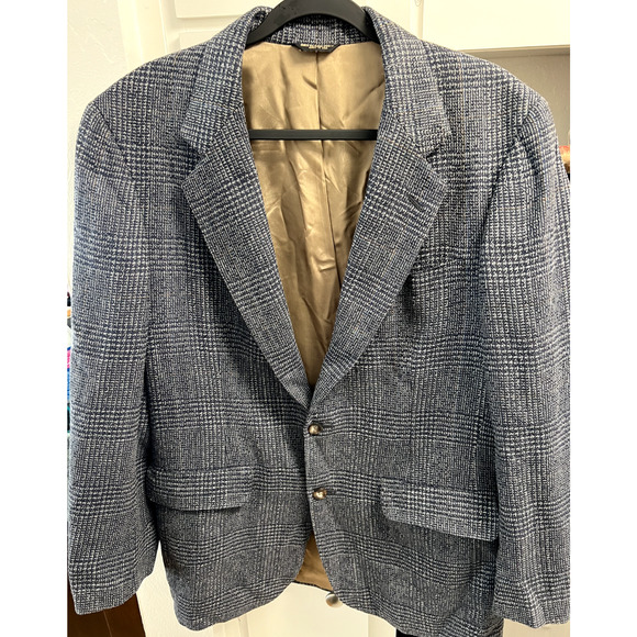 Bill Blass Vintage 80'S Brown Houndstooth Retro Style Blazer Sport Coat Size 38R - Picture 1 of 8